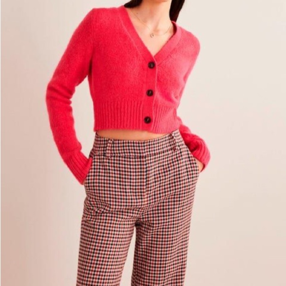 Boden Cropped V-Neck Cardigan Virtual Pink XS